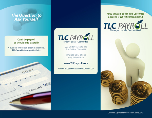 Trifold Brochure for TLC Payroll (Side 1)
